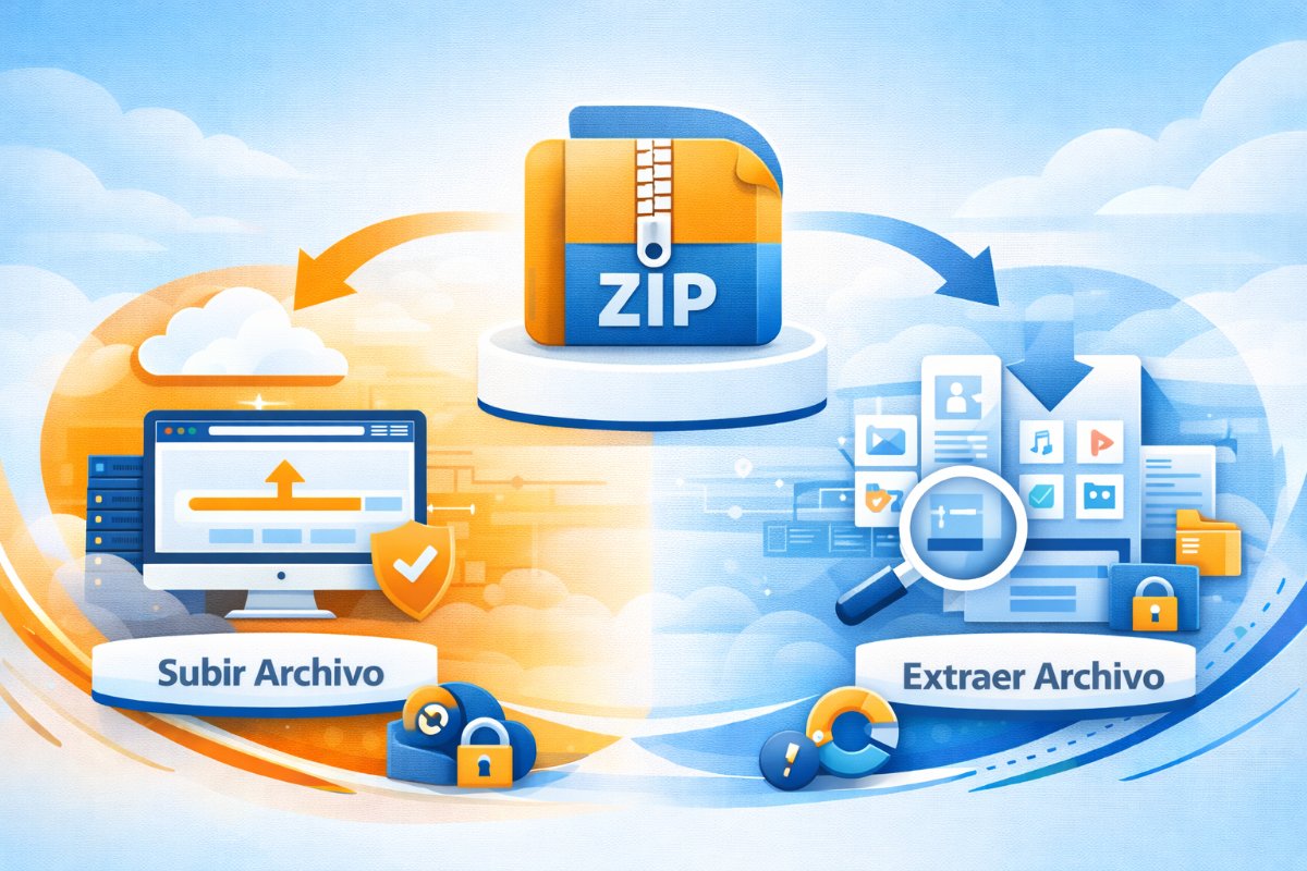 ¿Cómo cargar y extraer un archivo ZIP?